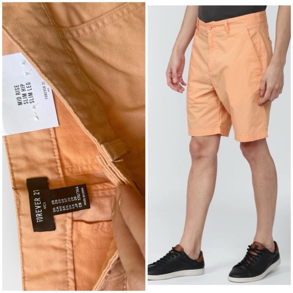 NEW Forever 21 men's peach/orange khaki chino shorts